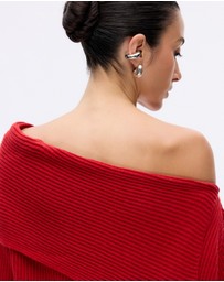 Minima Esenciales - Vireo Cotton Cashmere Blend Off Shoulder Knit Top