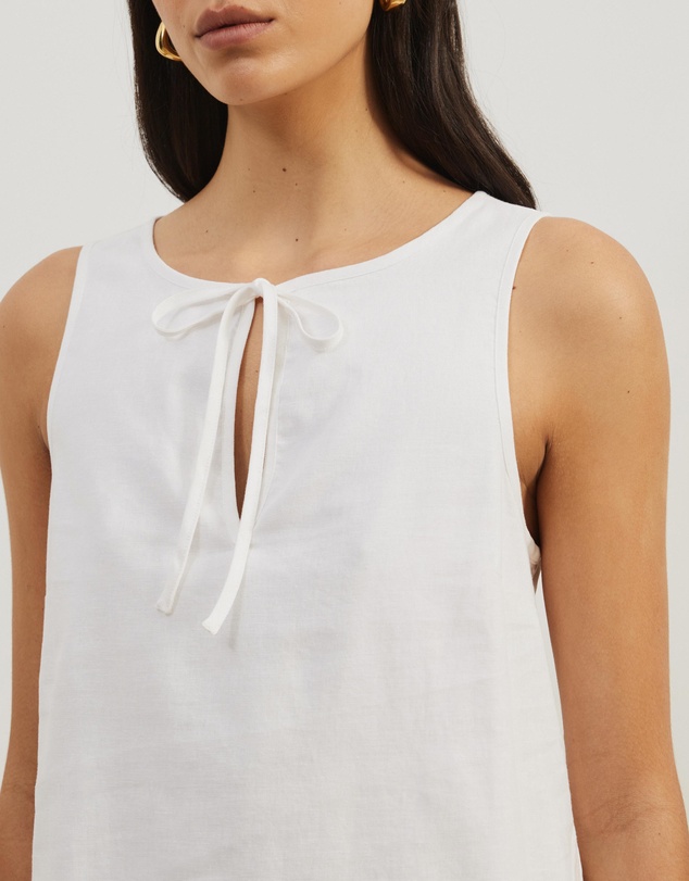 Atmos&Here - Tie Front Linen Blend Mini Dress