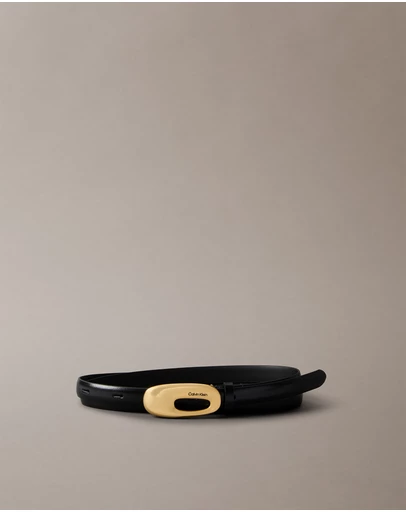 Calvin Klein - Full Grain Leather Skinny Chunky Buckle Belt