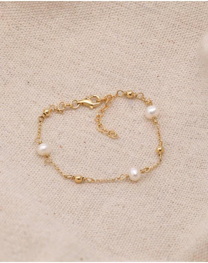 Elli Jewelry - Freshwater Pearl Bracelet in Gold-Plated 925 Silver