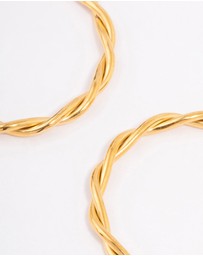 Lovisa - Waterproof Gold Plated Stainless Steel Medium Thin Twisted Hoop Earrings