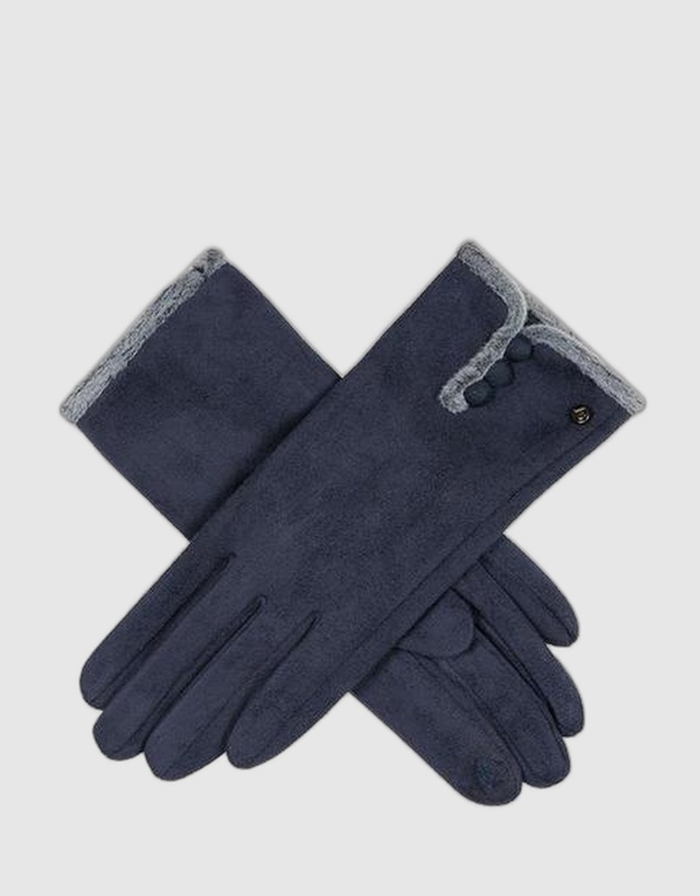 DENTS - Touchscreen Faux Suede Gloves with Faux Fur Trim