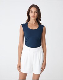 Forcast - Soho Rounded Square Neck Top