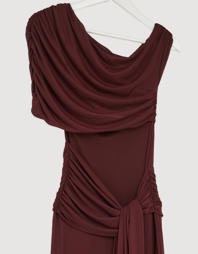Revibe - Repaired CHANCERY Margot One Shoulder Drape Mesh Maxi Dress - AU 8