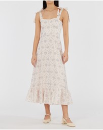 Amelius - Blue Maiden Linen Midi Dress