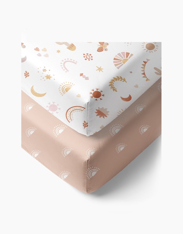 Living Textiles - 2 Pack Organic Cot Fitted Sheet - Bohemian Bliss