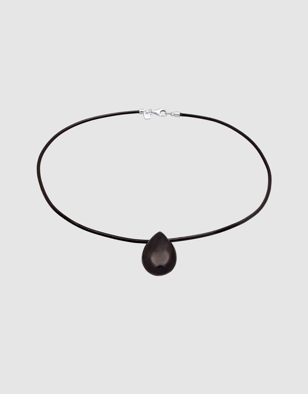 Kuzzoi - ICONIC EXCLUSIVE - Leather Cord Necklace with Onyx Teardrop