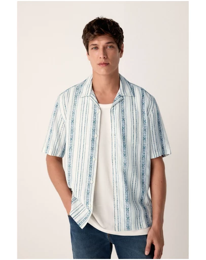 NEXT - Short Sleeve Textured Stripe Shirt
