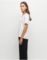 JH Lounge - JHL V-Neck T (Fine Cotton Cashmere) White
