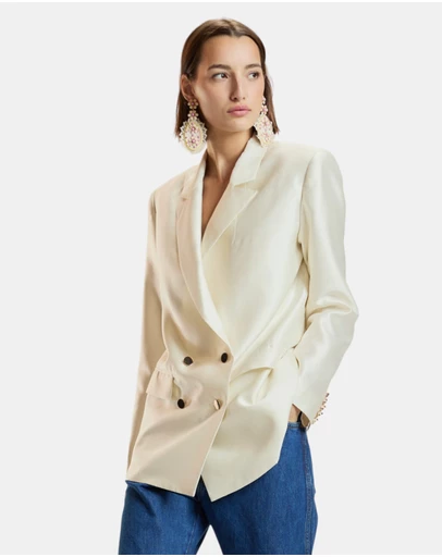 Cynthia Rowley - Silk Wool Double Breasted Blazer