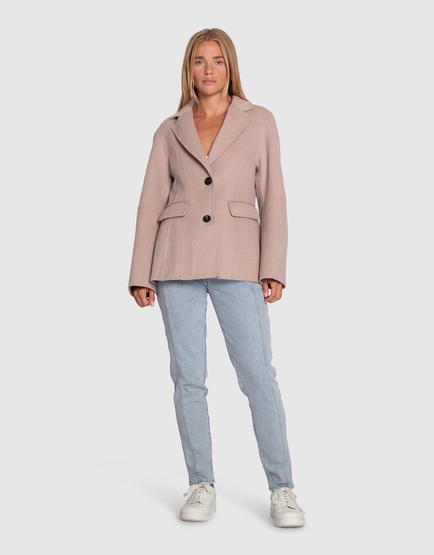 Belle & Bloom - Stuck On You Wool Blend Cinched Waist Blazer