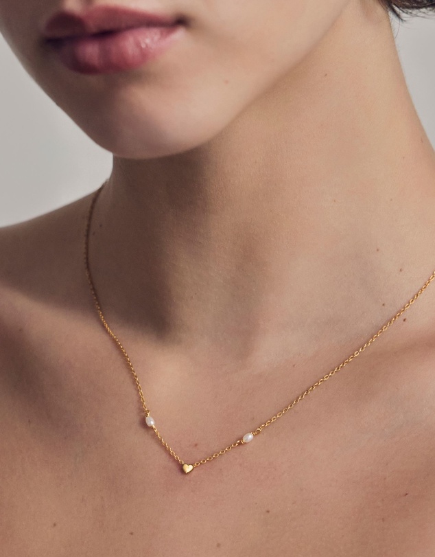 SAINT VALENTINE - Heart & Pearl Necklace - Gold