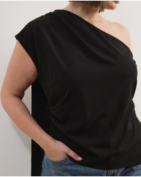Atmos&Here Curvy - Charlotte One Shoulder Scarf Top