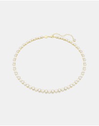 Swarovski - Matrix Tennis Necklace, Crystal Pearl, Round Cut, White, Gold-tone Plated