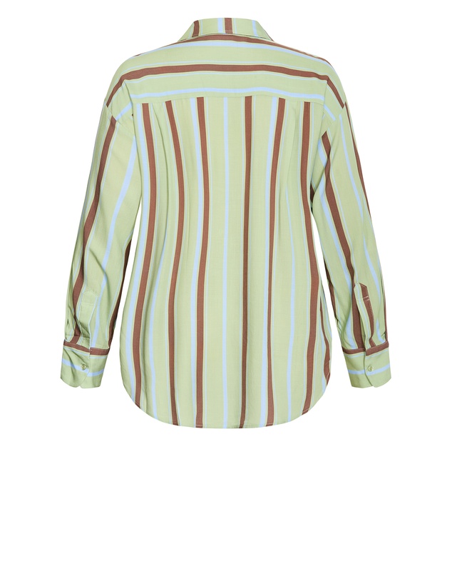 City Chic - Plus size Haven Stripe Shirt - matcha