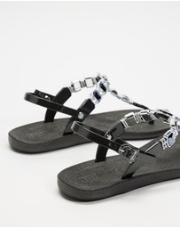 Holster - Mykonos Jewelled T-bar Sandal - Black - Women's