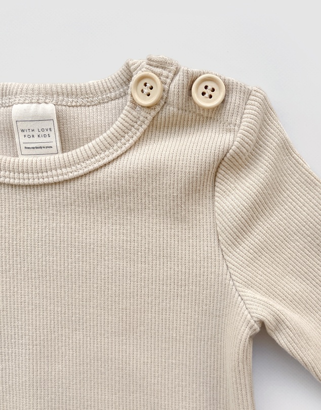 WITH LOVE FOR KIDS - Basics Thick Ribbed Long Sleeve Onesie - Babies