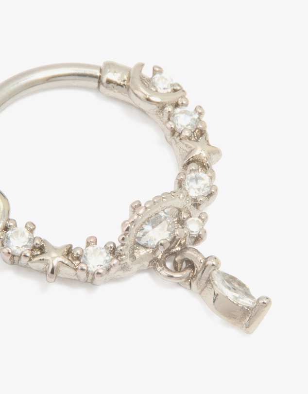 Lovisa - Titanium Cubic Zirconia Drop Clicker Ring