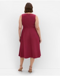 City Chic - Plus size Dynamic Skater Midi Dress - ruby
