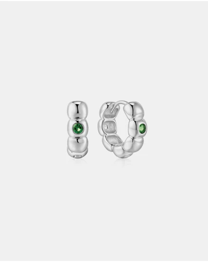 Ania Haie - Ania Haie Silver Reversible Puffy Huggie Hoop Earrings