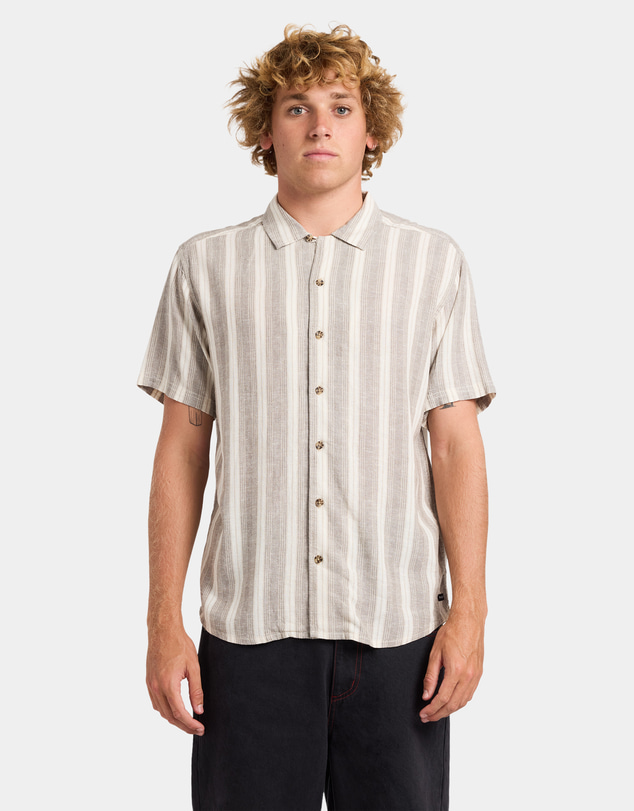 RVCA - Mens Beat Stripe Short Sleeve Shirt