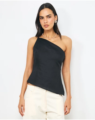 AERE - Winnie Asymmetric Linen Top