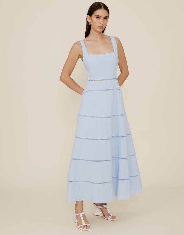 The Fated - Ruffle Pinafore Maxi Tiered Dress