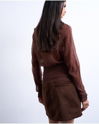 TOPSHOP - Knitted Sheer Cinch Waist Top
