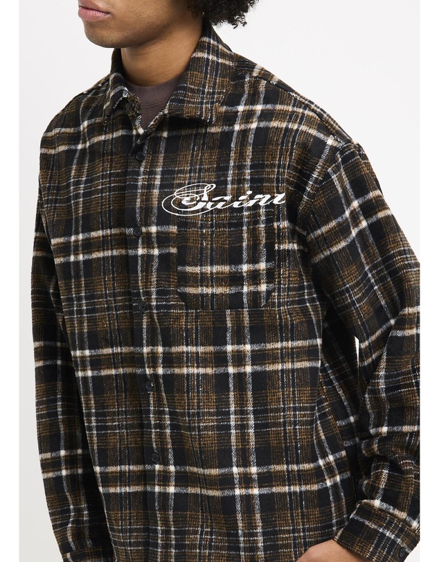 Black Noise White Rain - Script Long Sleeve Flannel