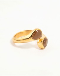 Lovisa - Waterproof Gold Plated Stainless Steel Double Pear Stone Ring