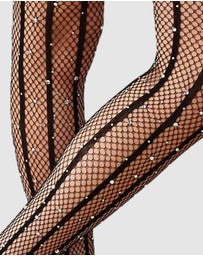 High Heel Jungle - Strobed Glitter Fishnet Tights