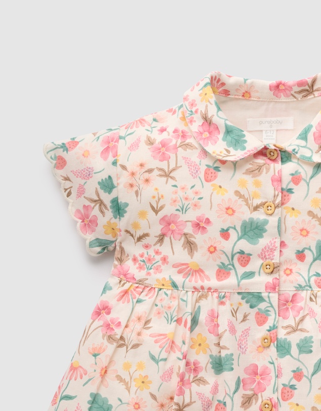 Purebaby - Linen Blend Shirt Dress- Kids-Babies