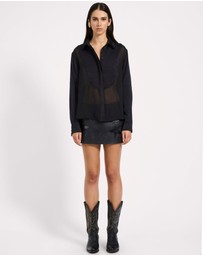 ONE TEASPOON - Sheer Panel Tuxedo Shirt - Black