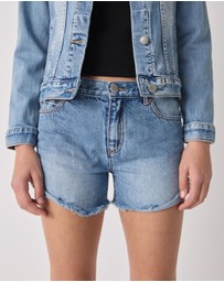 Decjuba Kids - Abbie Rolled Cuff Denim Shorts - Kids-Teens