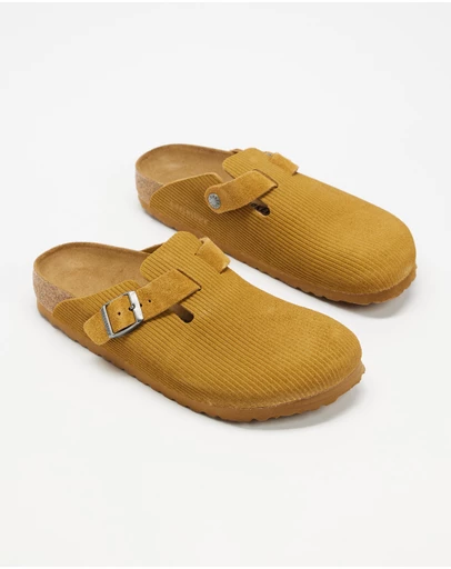 Birkenstock - Boston Corduroy Cork Embossed Suede Leather Narrow - Women's