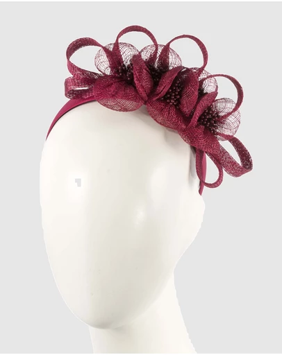 Max Alexander - Small Wine Sinamay Flowers Fascinator