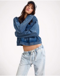 ONE TEASPOON - Retro Fade Panelled V Sweater - Washed Blue