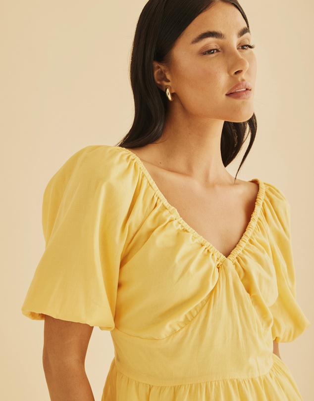 Atmos&Here - Micky Puff Sleeve Tiered Mini Dress