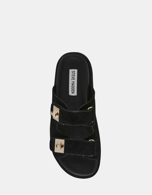 Steve Madden - Bigschmona Black Suede Sandals