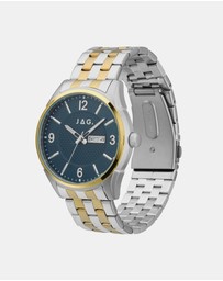 Jag - William Mens Blue Dial Ips 44mm Two-Tone Watch
