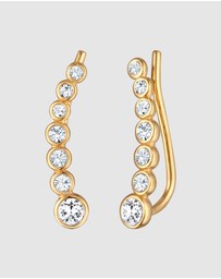 Elli Jewelry - Earrings Earclimber Sparkling Crystals in 925 Sterling Silver Gold Plated
