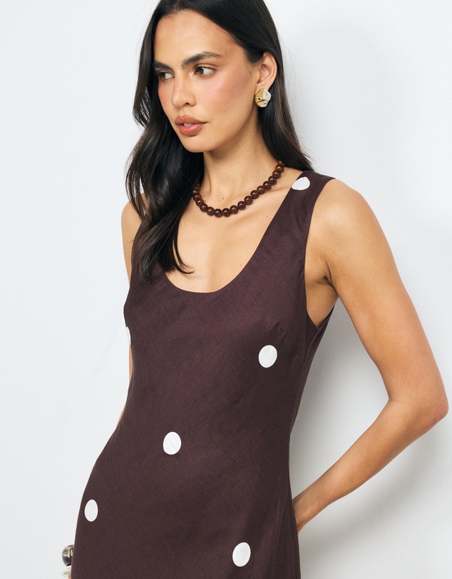 AERE - Tia Polka Dot Linen Slip Dress