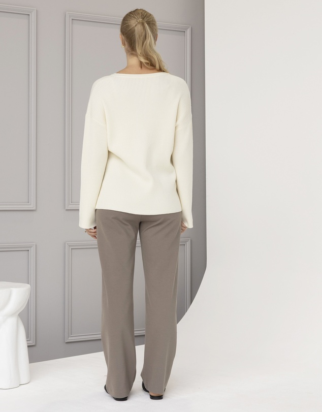 Angel Maternity - Maternity V neckline Side Button Knit Jumper in Cream