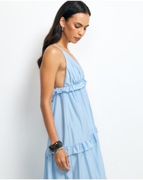 AERE - Ivara V-Neck Tiered Maxi Dress