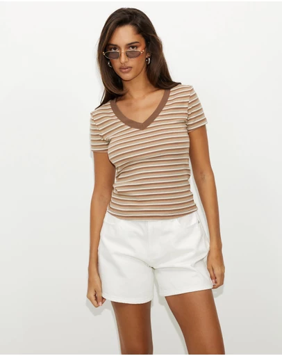Dazie - Kiss V-Neck Stripe Tee