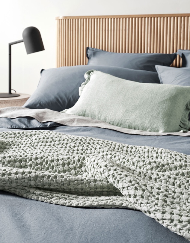 Aura Home - Evie Stonewash Organic Cotton Quilt Cover in Washed Denim