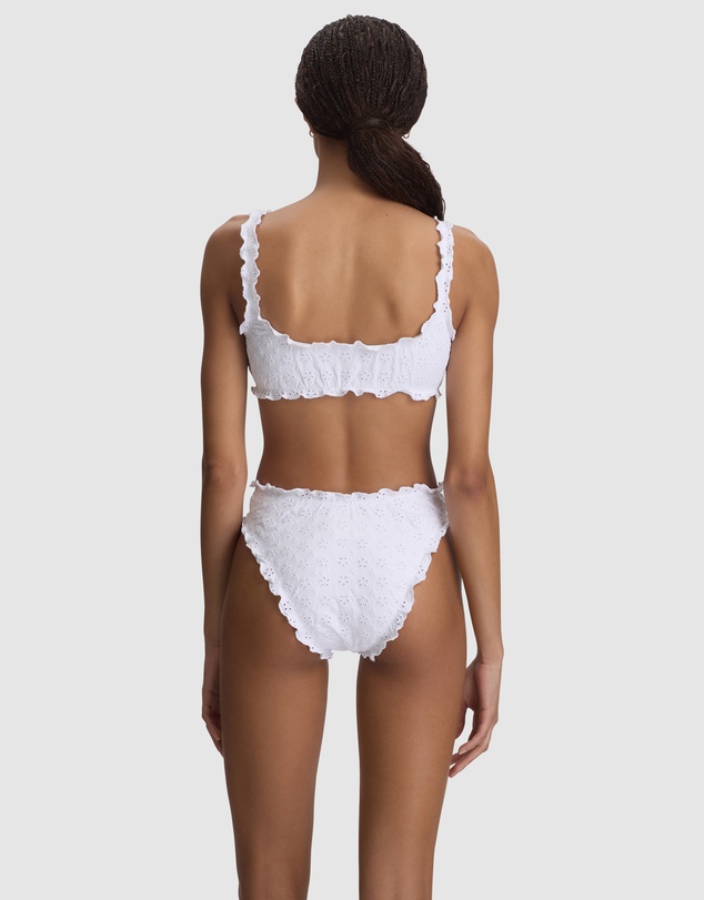 Polo Ralph Lauren - Ruffle Kennedy Eyelet High Leg Bikini Bottom