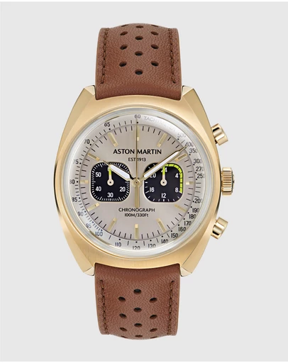 Aston Martin - TS2 Chronograph Gold-Tone Tan Leather Watch