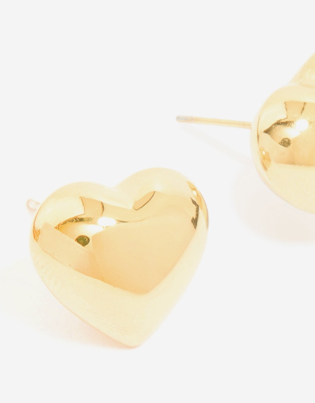 Lovisa - Waterproof Gold Plated Stainless Steel Puffy Heart Stud Earrings