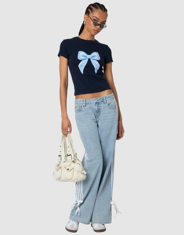 EDIKTED - Washed Low Rise Ribbon Jeans